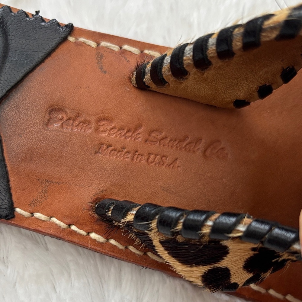 Palm Beach Sandal Co. Leopard Print Leather Brown Sandals - Picture 3 of 5